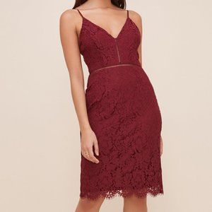 ASTR THE LABEL  Lattice inset lace dress in wine L